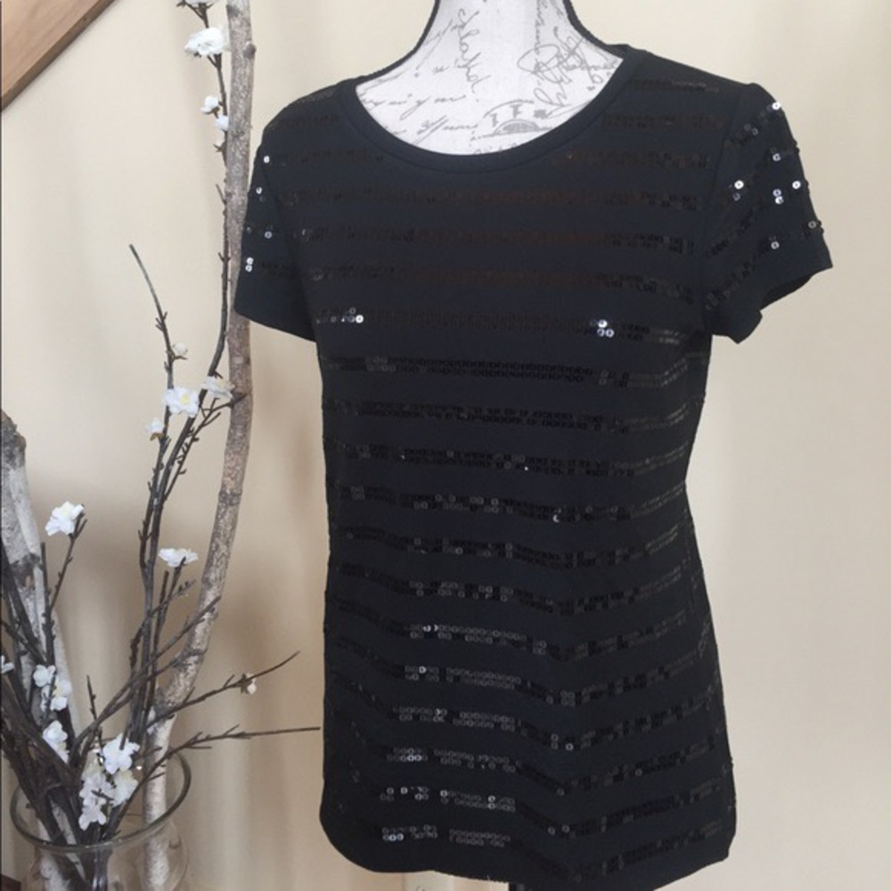 Ann Taylor Black Sequin Blouse Top🌺